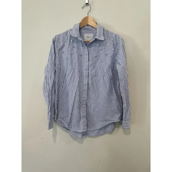 Anthropologie Rails Banker Strips with Pearls Button Down Size Small 1075 - Picture 3 of 13